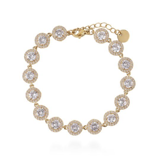 Αλυσίδα χεριού με ζιργκόν Mar and Mar Crystal Round από ανοξείδωτο ατσάλι