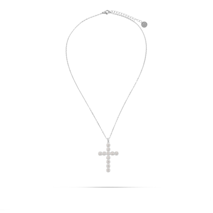 Κολιέ σταυρός με ζιργκόν Mar and Mar Revela Cross Silver από ανοξείδωτο ατσάλι
