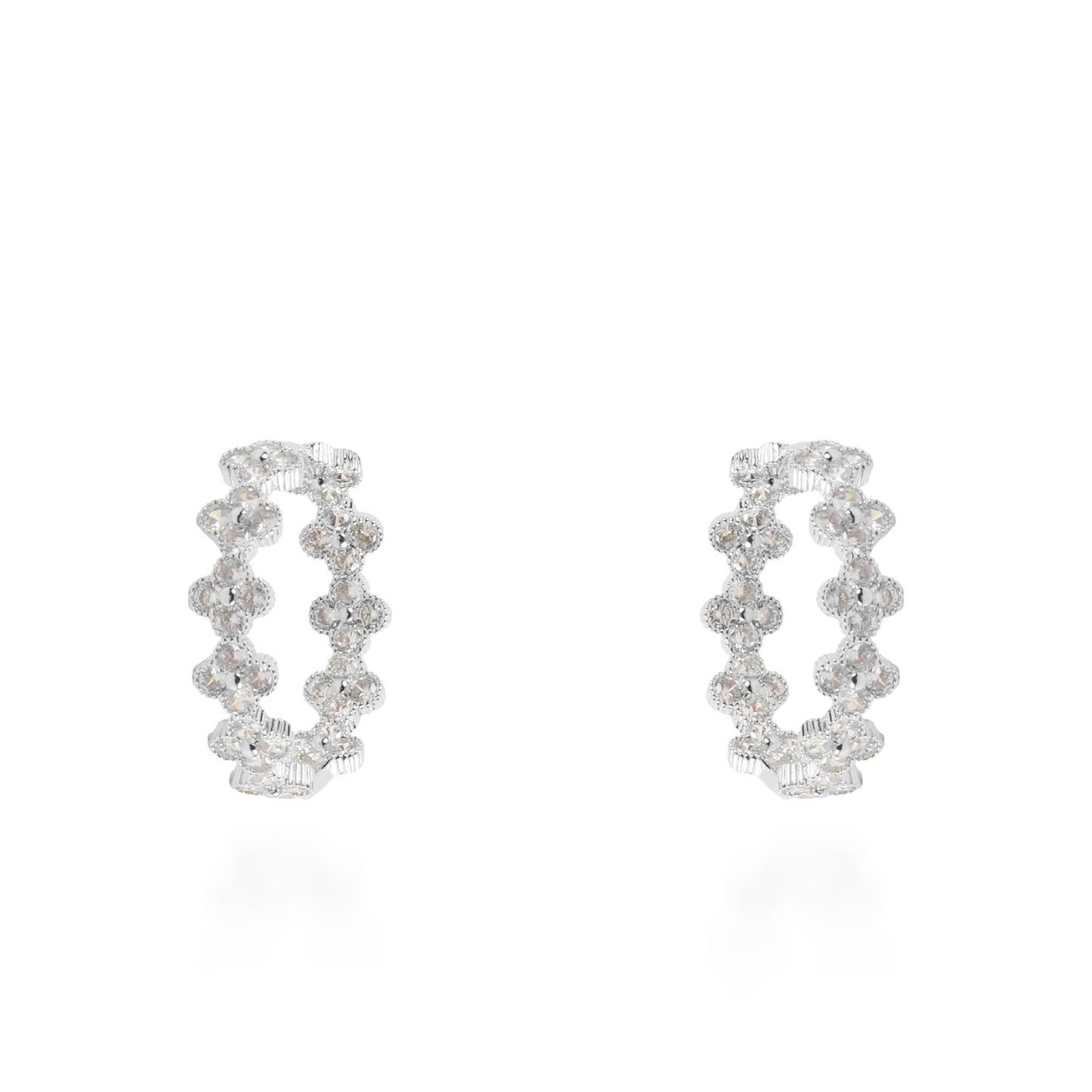 Σκουλαρίκια κρίκοι με πέτρες ζιργκόν Mar and Mar Athena Flower (Silver)