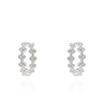 Σκουλαρίκια κρίκοι με πέτρες ζιργκόν Mar and Mar Athena Flower (Silver)