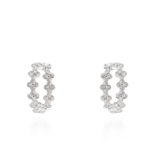 Σκουλαρίκια κρίκοι με πέτρες ζιργκόν Mar and Mar Athena Flower (Silver)