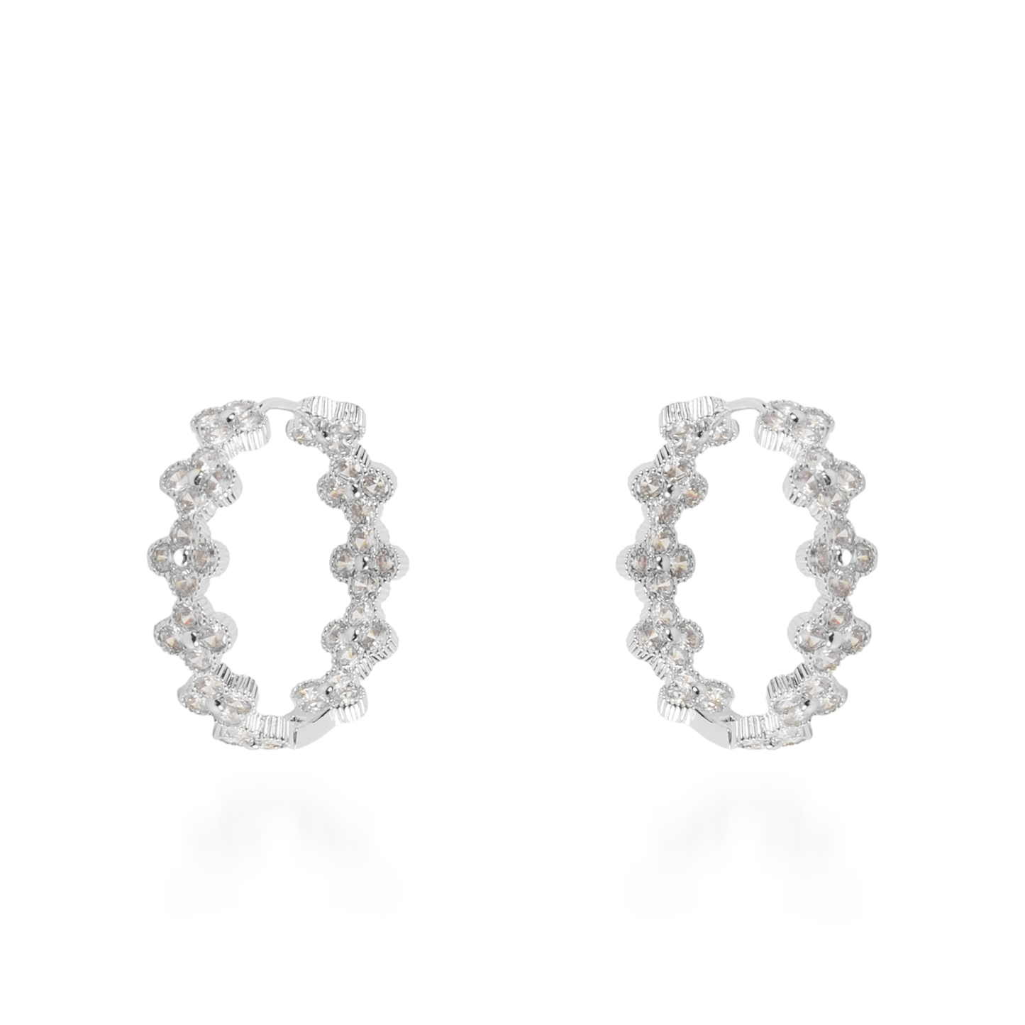 Σκουλαρίκια κρίκοι με πέτρες ζιργκόν Mar and Mar Athena Flower (Silver)