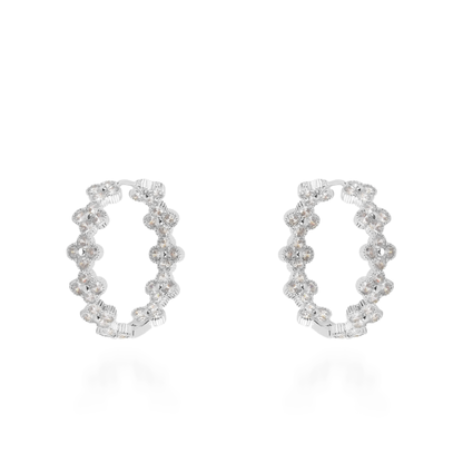 Σκουλαρίκια κρίκοι με πέτρες ζιργκόν Mar and Mar Athena Flower (Silver)