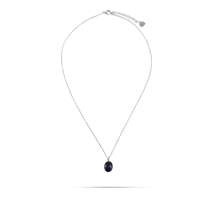 Κολιέ με πέτρα ζιργκόν Mar and Mar Amryn Blue Silver από ανοξείδωτο ατσάλι