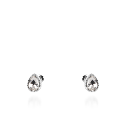 Σκουλαρίκια καρφωτά με ζιργκόν Mar and Mar Teardrops Studs (White) από ανοξείδωτο ατσάλι