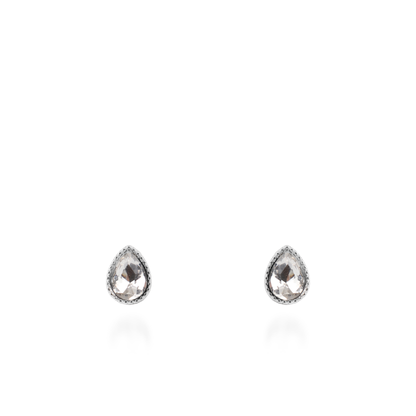 Σκουλαρίκια καρφωτά με ζιργκόν Mar and Mar Teardrops Studs (White) από ανοξείδωτο ατσάλι