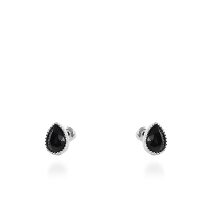 Σκουλαρίκια καρφωτά με ζιργκόν Mar and Mar Teardrops Studs (Black) από ανοξείδωτο ατσάλι