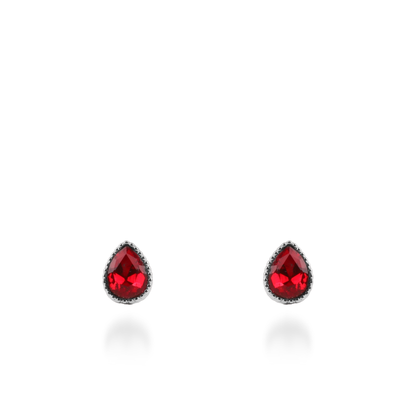Σκουλαρίκια καρφωτά με ζιργκόν Mar and Mar Teardrops Studs (Red) από ανοξείδωτο ατσάλι