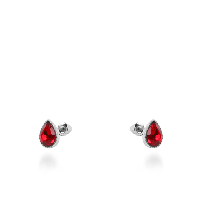 Σκουλαρίκια καρφωτά με ζιργκόν Mar and Mar Teardrops Studs (Red) από ανοξείδωτο ατσάλι