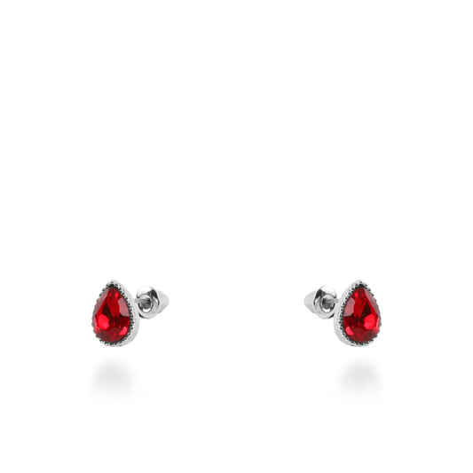 Σκουλαρίκια καρφωτά με ζιργκόν Mar and Mar Teardrops Studs (Red) από ανοξείδωτο ατσάλι