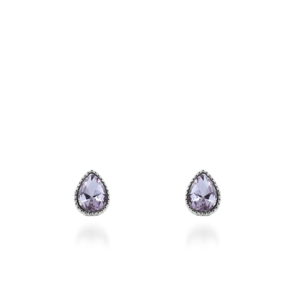 Σκουλαρίκια καρφωτά με ζιργκόν Mar and Mar Teardrops Studs (Purple) από ανοξείδωτο ατσάλι