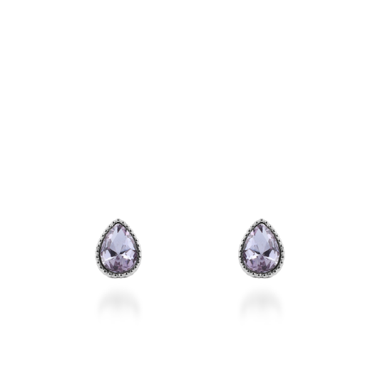 Σκουλαρίκια καρφωτά με ζιργκόν Mar and Mar Teardrops Studs (Purple) από ανοξείδωτο ατσάλι
