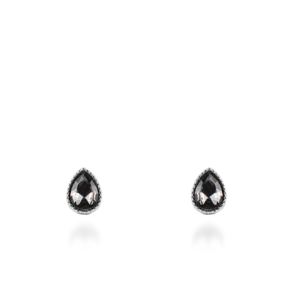 Σκουλαρίκια καρφωτά με ζιργκόν Mar and Mar Teardrops Studs (Charcoal) από ανοξείδωτο ατσάλι