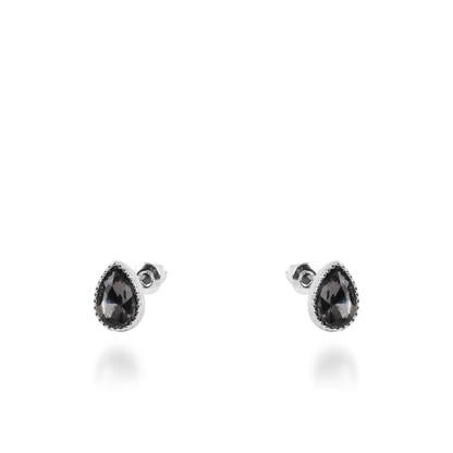 Σκουλαρίκια καρφωτά με ζιργκόν Mar and Mar Teardrops Studs (Charcoal) από ανοξείδωτο ατσάλι