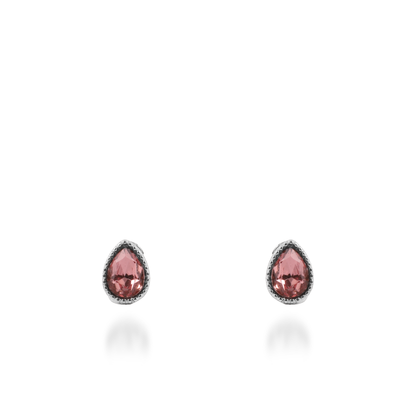 Σκουλαρίκια καρφωτά με ζιργκόν Mar and Mar Teardrops Studs (Pink) από ανοξείδωτο ατσάλι