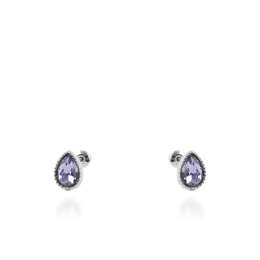 Σκουλαρίκια καρφωτά με ζιργκόν Mar and Mar Teardrops Studs (Purple) από ανοξείδωτο ατσάλι