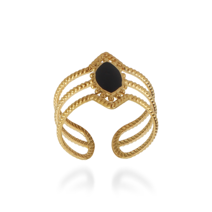 Γυναικείο δαχτυλίδι Mar and Mar Zadie (Black) από ανοξείδωτο ατσάλι