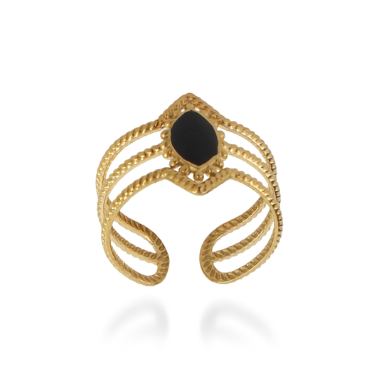 Γυναικείο δαχτυλίδι Mar and Mar Zadie (Black) από ανοξείδωτο ατσάλι