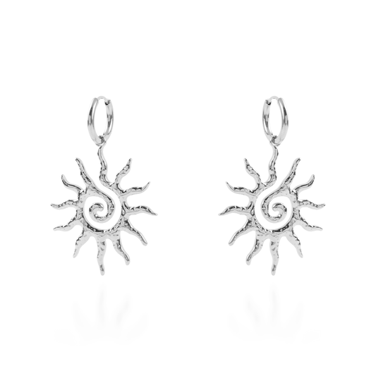 Σκουλαρίκια κρεμαστά Mar and Mar Sun Silver από ανοξείδωτο ατσάλι