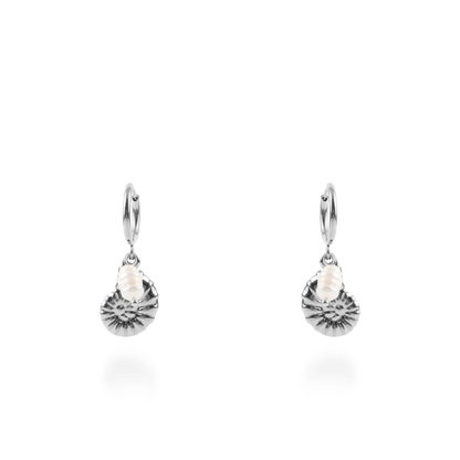 Σκουλαρίκια κρεμαστά Mar and Mar Irida Snail Shell Silver από ανοξείδωτο ατσάλι