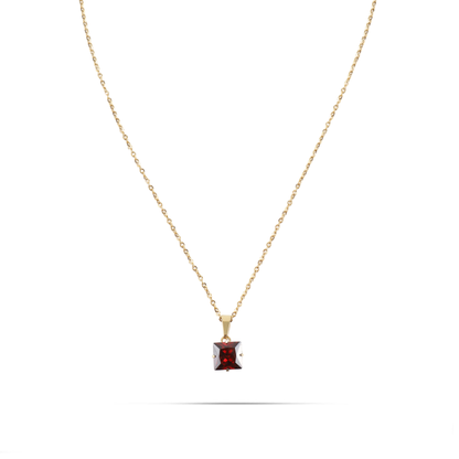 Κολιέ με πέτρα ζιργκόν Mar and Mar Zuzanna Cube (Red) από ανοξείδωτο ατσάλι
