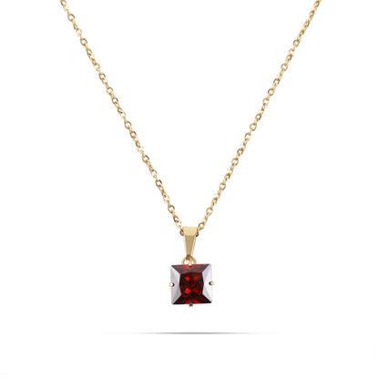 Κολιέ με πέτρα ζιργκόν Mar and Mar Zuzanna Cube (Red) από ανοξείδωτο ατσάλι
