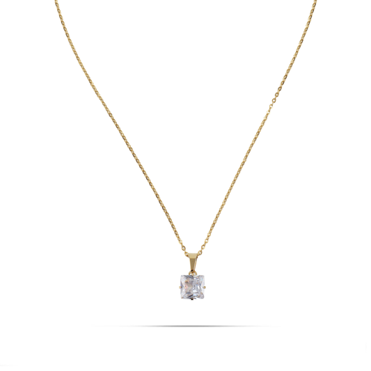Κολιέ με πέτρα ζιργκόν Mar and Mar Zuzanna Cube (White) από ανοξείδωτο ατσάλι