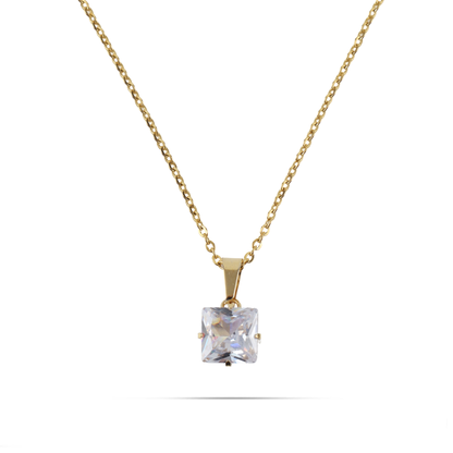 Κολιέ με πέτρα ζιργκόν Mar and Mar Zuzanna Cube (White) από ανοξείδωτο ατσάλι