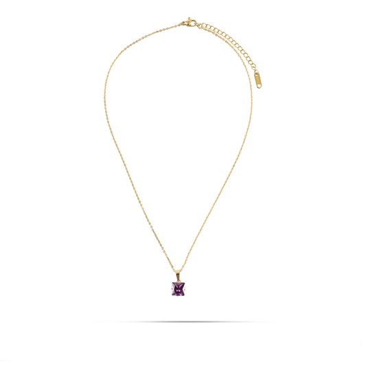 Κολιέ με πέτρα ζιργκόν Mar and Mar Zuzanna Cube (Purple) από ανοξείδωτο ατσάλι
