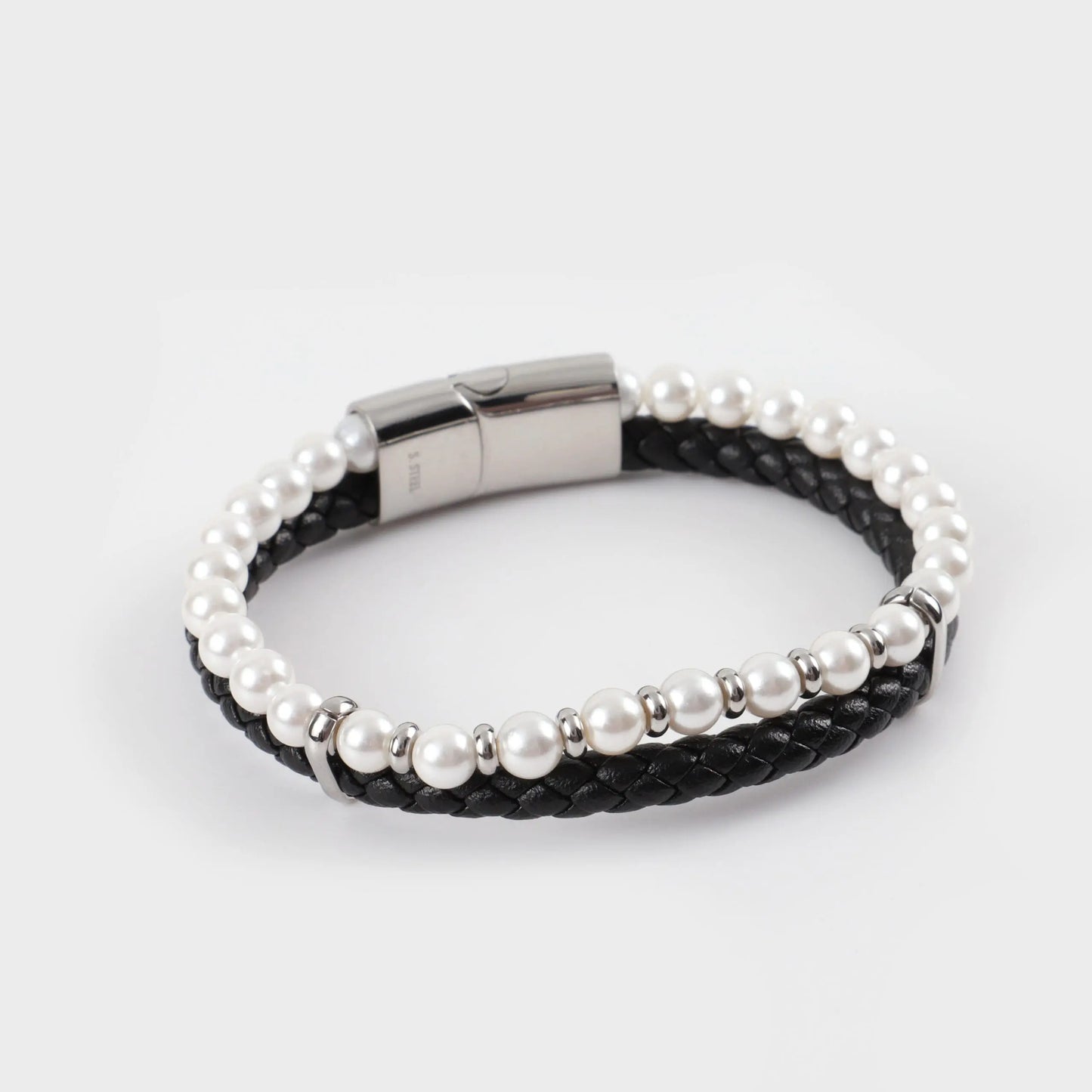 Ανδρικό βραχιόλι με πέρλες Mar & Mar Pearl Rope από ανοξείδωτο ατσάλι