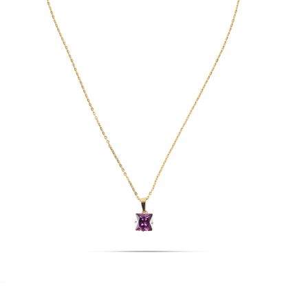 Κολιέ με πέτρα ζιργκόν Mar and Mar Zuzanna Cube (Purple) από ανοξείδωτο ατσάλι