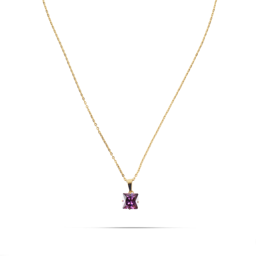 Κολιέ με πέτρα ζιργκόν Mar and Mar Zuzanna Cube (Purple) από ανοξείδωτο ατσάλι