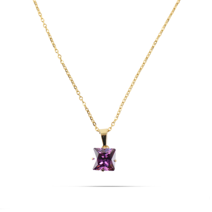 Κολιέ με πέτρα ζιργκόν Mar and Mar Zuzanna Cube (Purple) από ανοξείδωτο ατσάλι