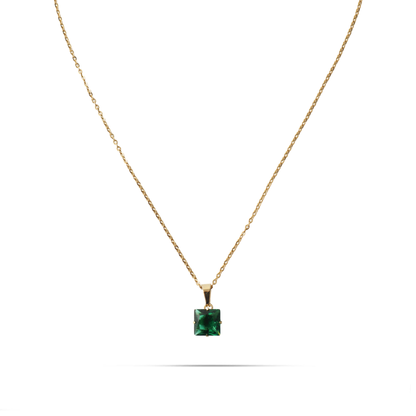 Κολιέ με πέτρα ζιργκόν Mar and Mar Zuzanna Cube (Green) από ανοξείδωτο ατσάλι