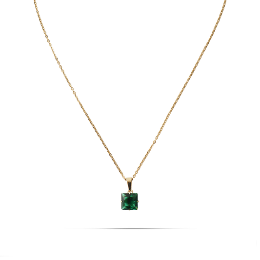 Κολιέ με πέτρα ζιργκόν Mar and Mar Zuzanna Cube (Green) από ανοξείδωτο ατσάλι
