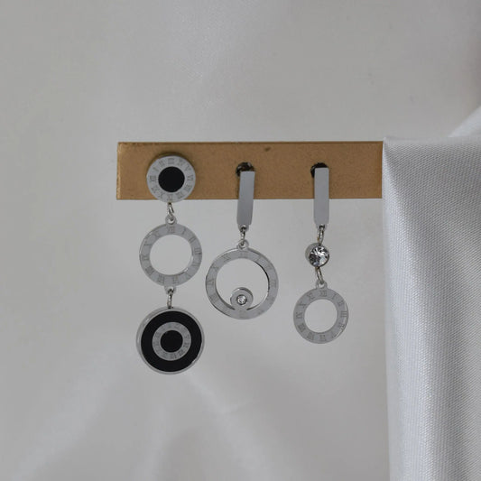 Σετ σκουλαρίκια με πέτρες ζιργκόν Mar and Mar Set Selene II Silver από ανοξείδωτο ατσάλι