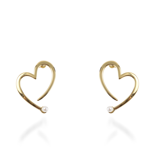 Σκουλαρίκια καρφωτά Mar and Mar Hearts Pearl από ανοξείδωτο ατσάλι