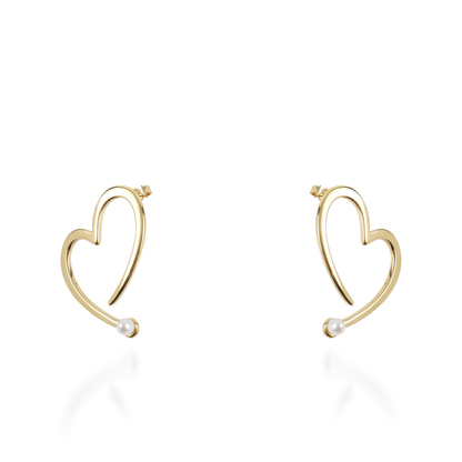 Σκουλαρίκια καρφωτά Mar and Mar Hearts Pearl από ανοξείδωτο ατσάλι