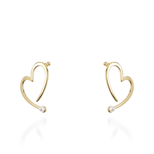 Σκουλαρίκια καρφωτά Mar and Mar Hearts Pearl από ανοξείδωτο ατσάλι