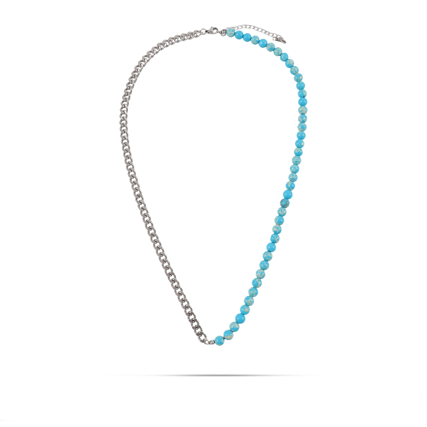 Ανδρικό χειροποίητο κολιέ με αλυσίδα Curb Mar and Mar Conner (Light Blue) με φυσικές ορυκτές πέτρες Χαολίτη