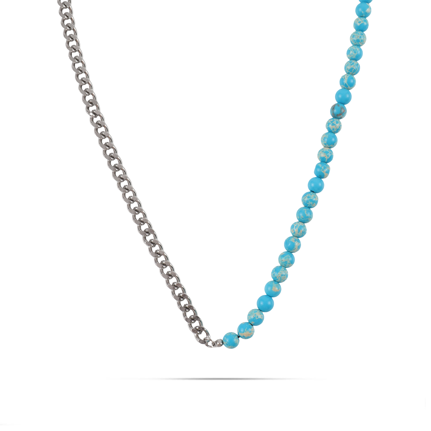 Ανδρικό χειροποίητο κολιέ με αλυσίδα Curb Mar and Mar Conner (Light Blue) με φυσικές ορυκτές πέτρες Χαολίτη