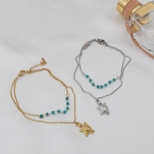 Αλυσίδα ποδιού με χελώνα Mar and Mar Turtle Anklet από ανοξείδωτο ατσάλι