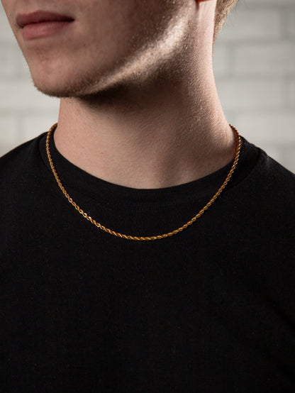 Αλυσίδα λαιμού στριφτή Mar and Mar Rope (Twisted-Gold) από ανοξείδωτο ατσάλι