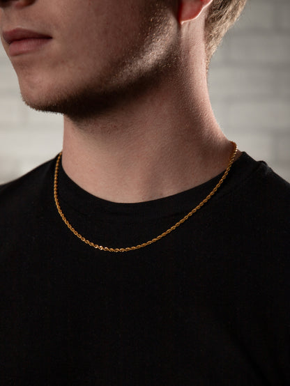 Αλυσίδα λαιμού στριφτή Mar and Mar Rope (Twisted-Gold) από ανοξείδωτο ατσάλι