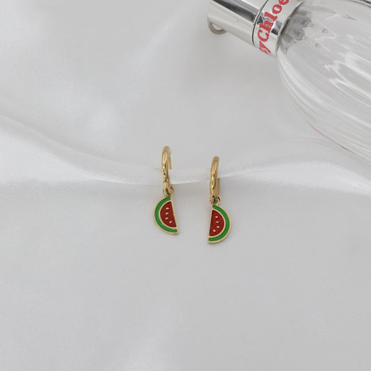 Σκουλαρίκια κρεμαστά καρπούζι Mar and Mar Watermelon από ανοξείδωτο ατσάλι