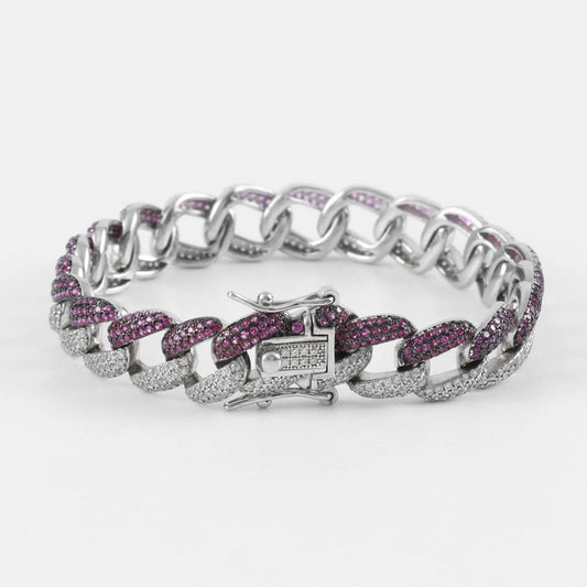 Αλυσίδα χεριού με διχρωμία Mar and Mar Cuban Bracelet από Ασήμι 925