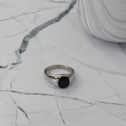 Ανδρικό δαχτυλίδι με όνυχα Mar and Mar Onyx Petite από ανοξείδωτο ατσάλι