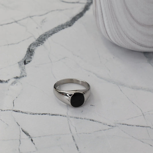 Ανδρικό δαχτυλίδι με όνυχα Mar and Mar Onyx Petite από ανοξείδωτο ατσάλι