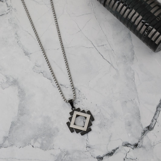 Ανδρικό κολιέ με μενταγιόν ρόμβο Mar and Mar Shape Rhombus (Silver) από ανοξείδωτο ατσάλι