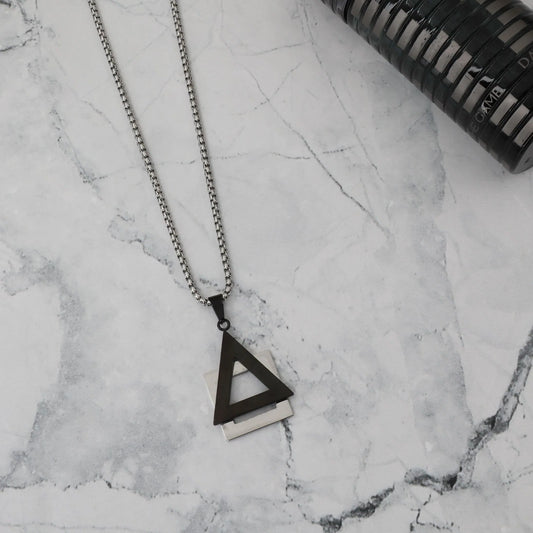 Ανδρικό κολιέ με μενταγιόν τρίγωνο Mar and Mar Shape Triangle (Silver) από ανοξείδωτο ατσάλι